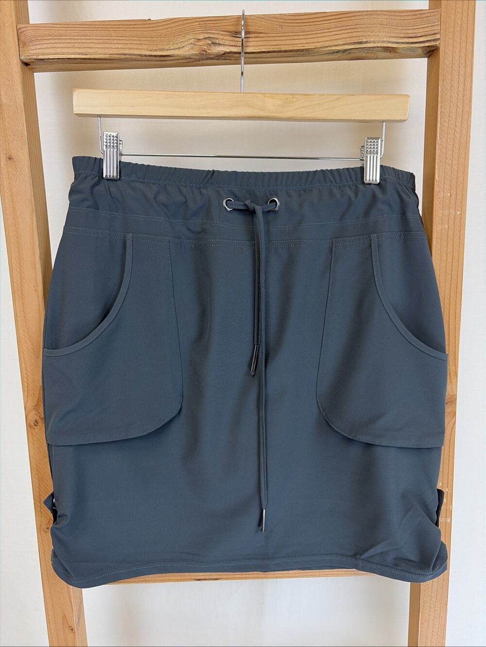 NWT XCVI Wearables Gray Pull On Drawstring Short Skort Skirt SZ SM #0672